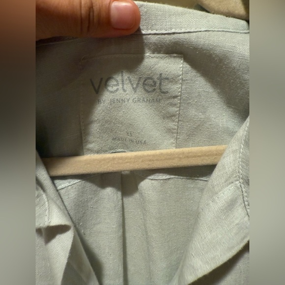 Velvet by Jenny Graham Claremont Linen 100% Shirt in Cement color ,XS - Picture 3 of 14